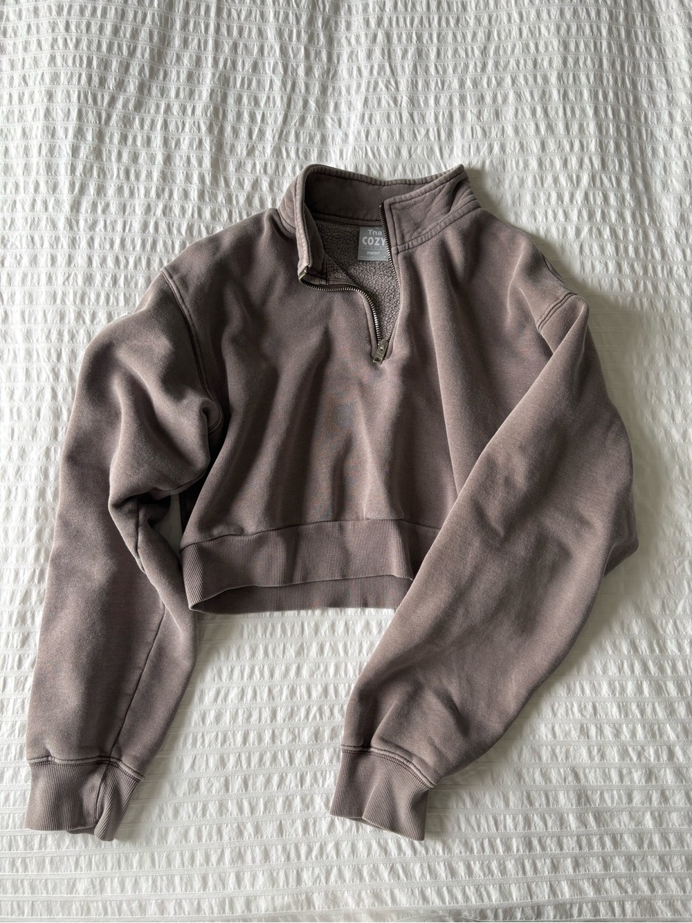 TNA Cozy Crop Quarter-Zip Pullover - Mauve Taupe